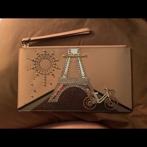 Michael Kors MK Paris Eiffel Tower Pink Wristlet